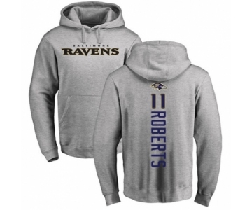 Football Baltimore Ravens #11 Seth Roberts Ash Backer Pullover Hoodie