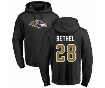 Football Baltimore Ravens #28 Justin Bethel Black Name & Number Logo Pullover Hoodie