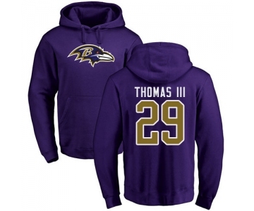 Football Baltimore Ravens #29 Earl Thomas III Purple Name & Number Logo Pullover Hoodie
