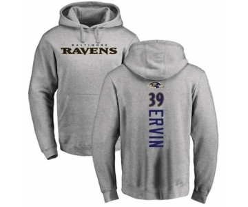Football Baltimore Ravens #39 Tyler Ervin Ash Backer Pullover Hoodie