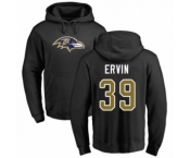 Football Baltimore Ravens #39 Tyler Ervin Black Name & Number Logo Pullover Hoodie