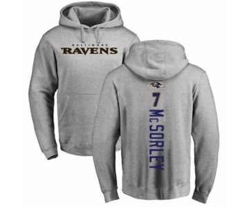Football Baltimore Ravens #7 Trace McSorley Ash Backer Pullover Hoodie