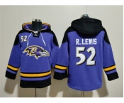 Men's Baltimore Ravens #52 Ray Lewis Ageless Must-Have Lace-Up Pullover Hoodie