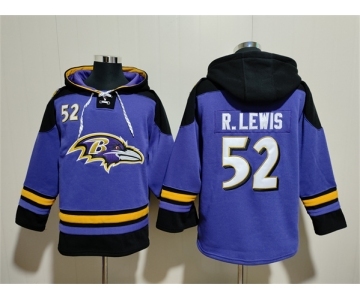 Men's Baltimore Ravens #52 Ray Lewis Ageless Must-Have Lace-Up Pullover Hoodie
