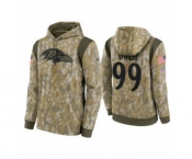 Men's Baltimore Ravens #99 Jayson Oweh Camo 2021 Salute To Service Therma Performance Pullover Football Hoodie