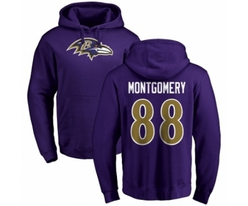 NFL Nike Baltimore Ravens #88 Ty Montgomery Purple Name & Number Logo Pullover Hoodie