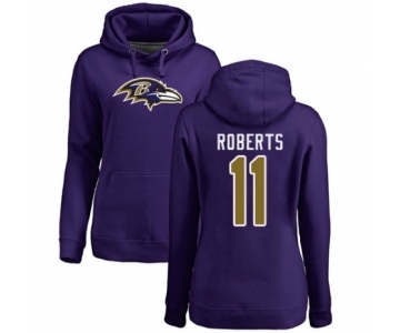 Football Women's Baltimore Ravens #11 Seth Roberts Purple Name & Number Logo Pullover Hoodie