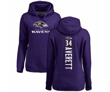 Football Women's Baltimore Ravens #34 Anthony Averett Purple Backer Pullover Hoodie