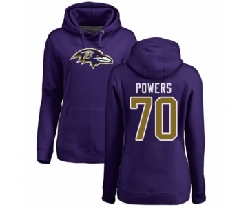 Football Women's Baltimore Ravens #70 Ben Powers Purple Name & Number Logo Pullover Hoodie