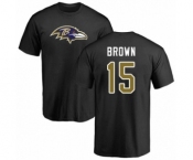 Football Baltimore Ravens #15 Marquise Brown Black Name & Number Logo T-Shirt
