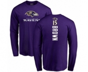 Football Baltimore Ravens #15 Marquise Brown Purple Backer Long Sleeve T-Shirt