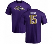 Football Baltimore Ravens #15 Marquise Brown Purple Name & Number Logo T-Shirt