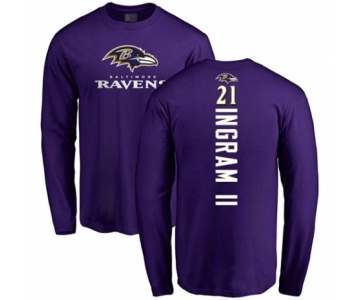 Football Baltimore Ravens #21 Mark Ingram II Purple Backer Long Sleeve T-Shirt