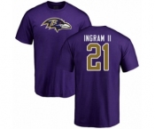 Football Baltimore Ravens #21 Mark Ingram II Purple Name & Number Logo T-Shirt