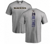 Football Baltimore Ravens #28 Justin Bethel Ash Backer T-Shirt