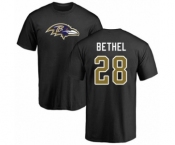Football Baltimore Ravens #28 Justin Bethel Black Name & Number Logo T-Shirt