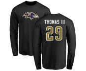 Football Baltimore Ravens #29 Earl Thomas III Black Name & Number Logo Long Sleeve T-Shirt