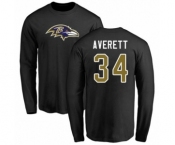 Football Baltimore Ravens #34 Anthony Averett Black Name & Number Logo Long Sleeve T-Shirt