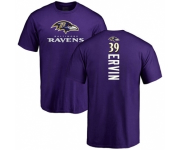 Football Baltimore Ravens #39 Tyler Ervin Purple Backer T-Shirt