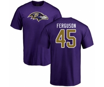 Football Baltimore Ravens #45 Jaylon Ferguson Purple Name & Number Logo T-Shirt