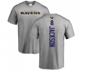 NFL Nike Baltimore Ravens #8 Lamar Jackson Ash Backer T-Shirt