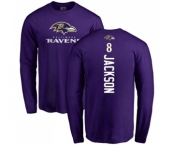 NFL Nike Baltimore Ravens #8 Lamar Jackson Purple Backer Long Sleeve T-Shirt