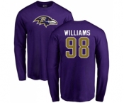 NFL Nike Baltimore Ravens #98 Brandon Williams Purple Name & Number Logo Long Sleeve T-Shirt