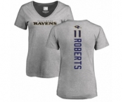 Football Women's Baltimore Ravens #11 Seth Roberts Ash Backer V-Neck T-Shirt