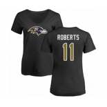 Football Women's Baltimore Ravens #11 Seth Roberts Black Name & Number Logo T-Shirt