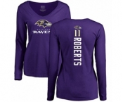 Football Women's Baltimore Ravens #11 Seth Roberts Purple Backer Long Sleeve T-Shirt