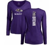 Football Women's Baltimore Ravens #15 Marquise Brown Purple Backer Long Sleeve T-Shirt