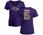Football Women's Baltimore Ravens #15 Marquise Brown Purple Name & Number Logo T-Shirt