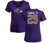 Football Women's Baltimore Ravens #29 Earl Thomas III Purple Name & Number Logo T-Shirt