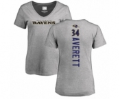 Football Women's Baltimore Ravens #34 Anthony Averett Ash Backer V-Neck T-Shirt
