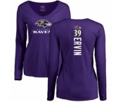 Football Women's Baltimore Ravens #39 Tyler Ervin Purple Backer Long Sleeve T-Shirt