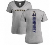 Football Women's Baltimore Ravens #44 Marlon Humphrey Ash Backer V-Neck T-Shirt