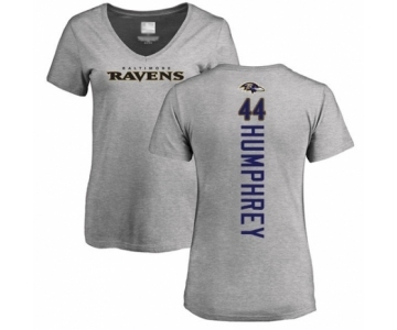 Football Women's Baltimore Ravens #44 Marlon Humphrey Ash Backer V-Neck T-Shirt
