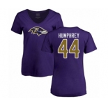 Football Women's Baltimore Ravens #44 Marlon Humphrey Purple Name & Number Logo T-Shirt