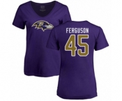 Football Women's Baltimore Ravens #45 Jaylon Ferguson Purple Name & Number Logo T-Shirt
