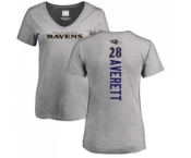 NFL Women's Nike Baltimore Ravens #28 Anthony Averett Ash Backer V-Neck T-Shirt