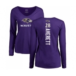 NFL Women's Nike Baltimore Ravens #28 Anthony Averett Purple Backer Long Sleeve T-Shirt