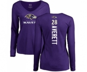NFL Women's Nike Baltimore Ravens #28 Anthony Averett Purple Backer Long Sleeve T-Shirt