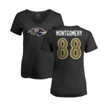 NFL Women's Nike Baltimore Ravens #88 Ty Montgomery Black Name & Number Logo T-Shirt