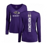 NFL Women's Nike Baltimore Ravens #88 Ty Montgomery Purple Backer Long Sleeve T-Shirt