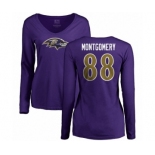 NFL Women's Nike Baltimore Ravens #88 Ty Montgomery Purple Name & Number Logo Long Sleeve T-Shirt