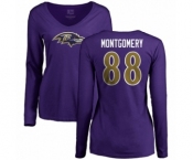 NFL Women's Nike Baltimore Ravens #88 Ty Montgomery Purple Name & Number Logo Long Sleeve T-Shirt