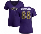 NFL Women's Nike Baltimore Ravens #88 Ty Montgomery Purple Name & Number Logo T-Shirt