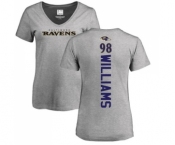 NFL Women's Nike Baltimore Ravens #98 Brandon Williams Ash Backer V-Neck T-Shirt