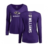 NFL Women's Nike Baltimore Ravens #98 Brandon Williams Purple Backer Long Sleeve T-Shirt