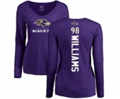 NFL Women's Nike Baltimore Ravens #98 Brandon Williams Purple Backer Long Sleeve T-Shirt